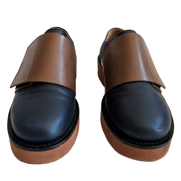 MARNI NAVY/BROWN FRONT FLAP LEATHER SHOES (36) - Picture 2 of 12